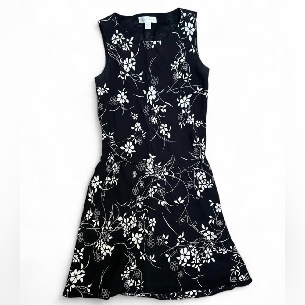 Vintage Petite Sophisticate Black and White Floral Midi Dress